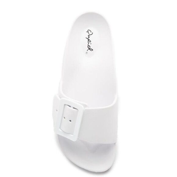 NEW Qupid Buckle Eva Women's White Slides Sandals 8 9 - Picture 2 of 3